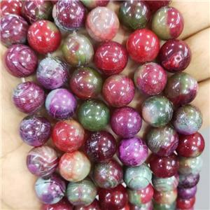 Natural Agate Beads Green Red Dye Smooth Round, approx 14mm dia