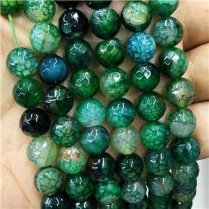Green Veins Agate Beads Dye Faceted Round, approx 10mm dia