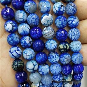 Blue Veins Agate Beads Dye Faceted Round, approx 10mm dia