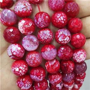 Red Veins Agate Beads Dye Faceted Round, approx 14mm dia