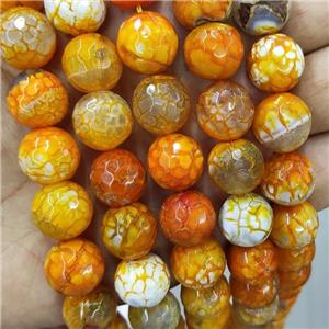 Orange Veins Agate Beads Dye Faceted Round, approx 14mm dia