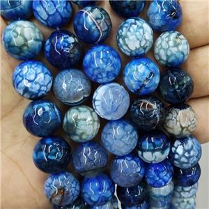 Blue Veins Agate Beads Dye Faceted Round, approx 14mm dia