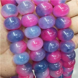 Bluepink Jade Beads Dye Smooth Rondelle, approx 15x20mm