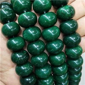 Green Jade Beads Dye Smooth Rondelle, approx 15x20mm