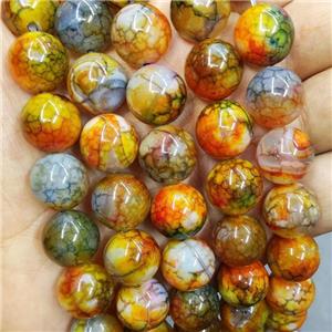 Natural Veins Agate Beads Orange Dye Smooth Round, approx 14mm dia