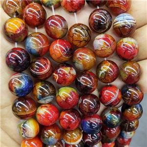 Natural Agate Beads Fired Dye Red Smooth Round, approx 14mm dia