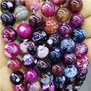 Natural Agate Beads Mixed Color Dye Smooth Round, approx 14mm dia