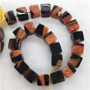 Natural Agate Druzy Beads Orange Dye Cube, approx 14-15mm