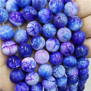 Natural Agate Beads Fired Blue Dye Smooth Round, approx 14mm dia
