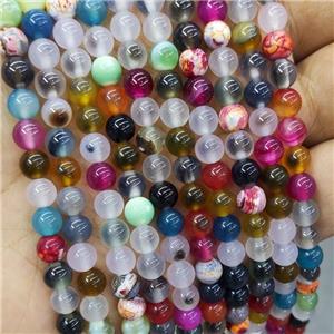 Natural Candy Agate Beads Dye Mixed Color Smooth Round, approx 6mm dia