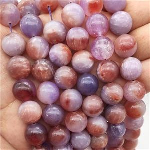 Round Jade Beads Peach Purple Dye Smooth, approx 14mm dia