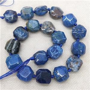 Natural Coral Fossil Beads Blue Dye Faceted Circle Button, approx 17-18mm