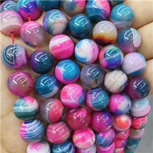 Natural Agate Beads Multicolor Dye Smooth Round, approx 14mm dia