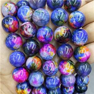 Natural Agate Beads Multicolor Heat Smooth Round, approx 16mm dia