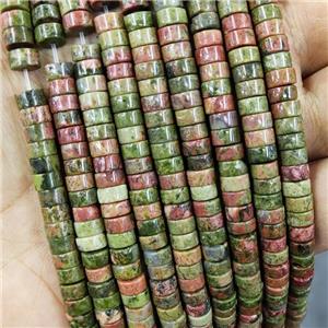 Natural Unakite Heishi Beads, approx 6mm