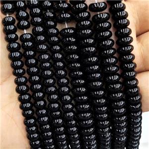 Natural Black Onyx Agate Rondelle Beads Smooth, approx 3x6mm