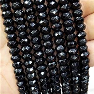 Natural Onyx Agate Beads Black Faceted Rondelle, approx 4x6mm