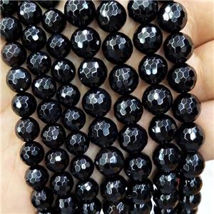 Natural Black Onyx Agate Beads Faceted Round, approx 16mm dia