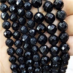 Natural Onyx Agate Beads Faceted Round Black, approx 6mm dia