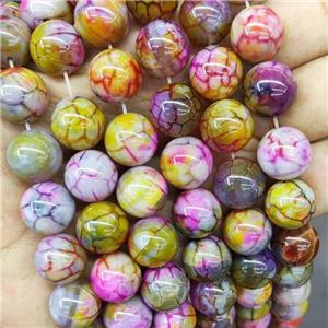Natural Veins Agate Beads Multicolor Dye Smooth Round, approx 14mm dia
