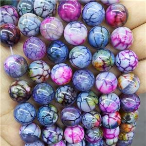 Natural Veins Agate Beads Multicolor Dye Smooth Round, approx 14mm dia