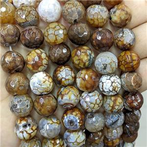 Natural Veins Agate Beads Coffee Dye Faceted Round, approx 14mm dia