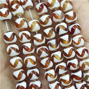 Tibetan Agate Beads Red Wave Smooth Round, approx 8mm dia, 48pcs per st