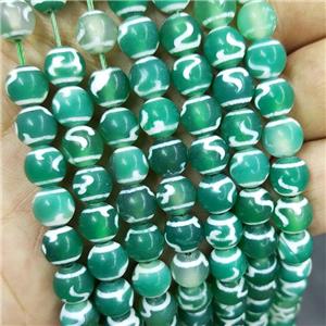 Tibetan Agate Beads Green Smooth Round, approx 8mm dia, 48pcs per st