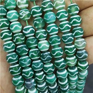 Tibetan Agate Beads Green Wave Smooth Round, approx 8mm dia, 48pcs per st