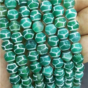 Tibetan Agate Beads Green Turtleback Smooth Round, approx 8mm dia, 48pcs per st