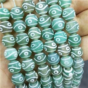 Tibetan Agate Beads Green Eye Smooth Round, approx 10mm dia, 38pcs per st
