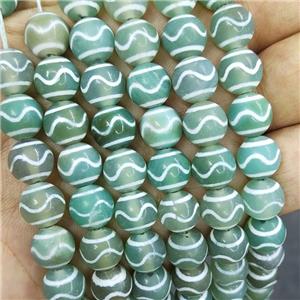 Tibetan Agate Beads Green Wave Smooth Round, approx 10mm dia, 38pcs per st