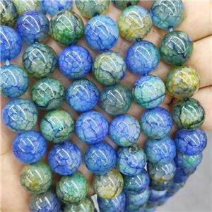 Natural Veins Agate Beads Blue Green Dye Smooth Round, approx 14mm dia