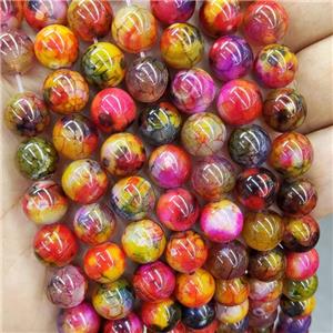 Natural Agate Beads Multicolor Dye Fire Smooth Round, approx 10mm dia