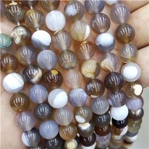 Natural Gray Agate Beads Fire Smooth Round, approx 8mm dia