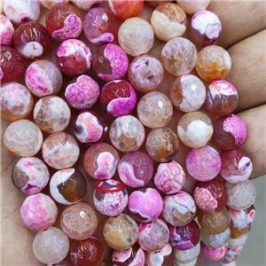 Fire Agate Beads Hotpink Dye Faceted Round, approx 10mm dia