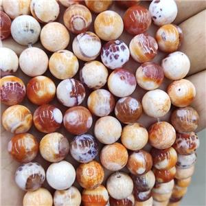 Natural Veins Agate Beads Orange Dye Fired Smooth Round, approx 10mm dia