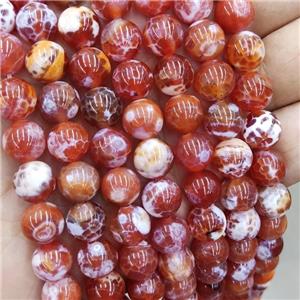 Natural Veins Agate Beads Red Dye Fired Smooth Round, approx 10mm dia