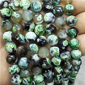 Green Fire Agate Beads Faceted Round, approx 10mm dia