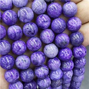 Natural Agate Beads Purple Dye Smooth Round, approx 14mm dia
