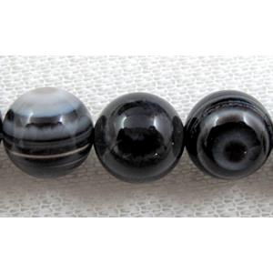 round Natural black stripe Agate beads, 12mm dia, 33pcs per st
