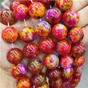 Natural Agate Beads Orange Dye Smooth Round, approx 20mm dia