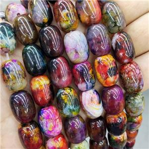 Natural Agate Beads Multicolor Dye Barrel, approx 13-18mm, 22pcs per st
