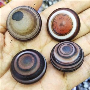 Natural Agate Coin Button Beads Eye Mixed, approx 30mm