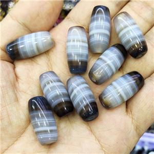 Natural Band Agate Barrel Beads Stripe, approx 12-25mm