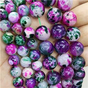 Natural Agate Beads Fuchsia Dye Smooth Round, approx 14mm dia