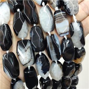 Natural Agate Druzy Barrel Beads Black Faceted, approx 15-30mm, 12pcs per st