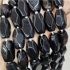 Natural Agate Barrel Beads Black Dye Faceted, approx 15-30mm, 12pcs per st