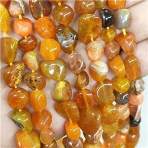 Natural Agate Chips Beads Freeform Orange Dye, approx 10-12mm