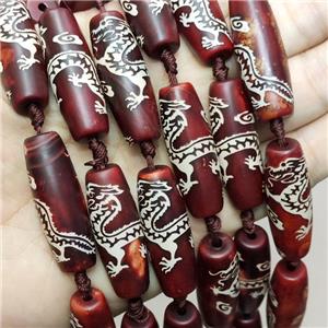 Tibetan Agate Rice Beads Dragon Red, approx 14-40mm, 8pcs per st